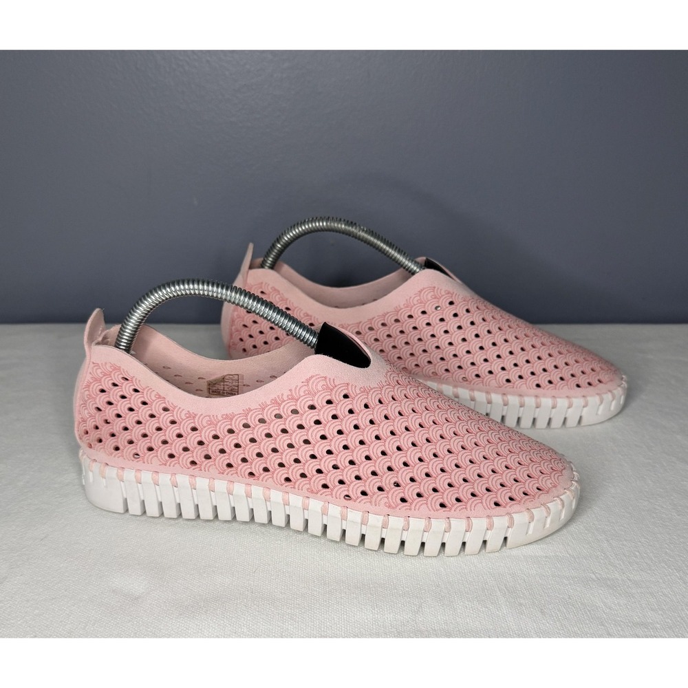 Ilse Jacobsen Tulip Sneaker Women 7.5 Adobe Rose Pink Perforated Slip On Comfort